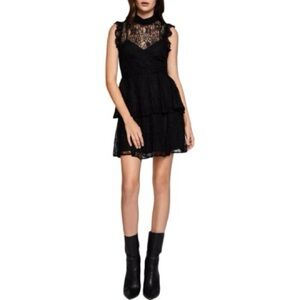 Ruffled Lace Bow-Tie Party Dress in Black
